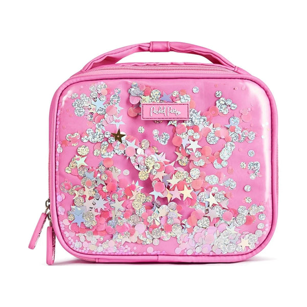 Mochila de 17" para niñas, azul y rosa de brillo