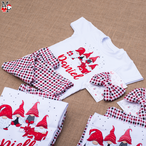Set de pijama para bebe, Tshirt y pantalon,  Christmas Gnomes, Tallas desde 0/24 Meses