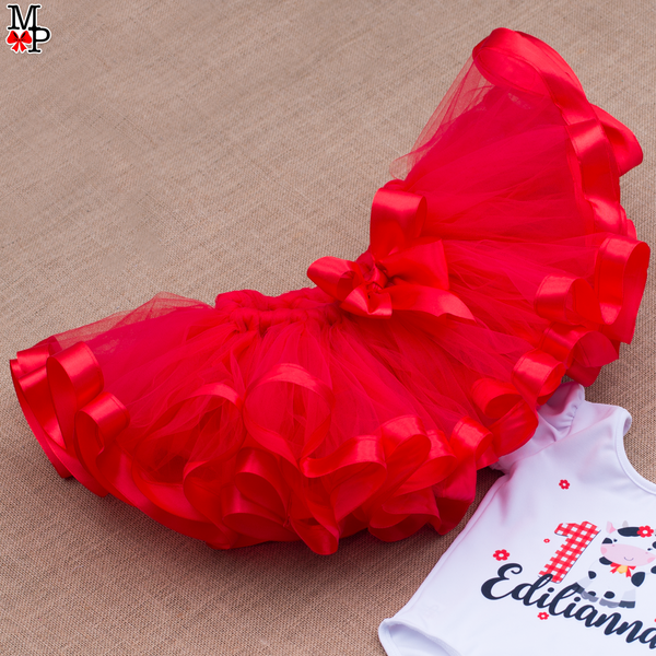 Set de tutu Vaca Lola rojo para niñas, Ropa Cumpleaños inspirado en Vaca Lola