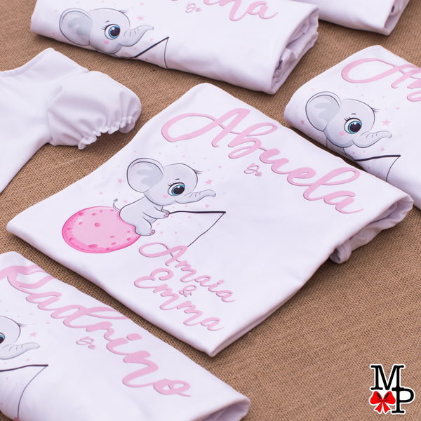 Camisetas familiares personalizadas con el tema de Elefante bebe