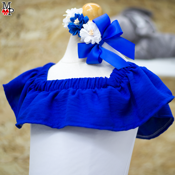 Conjunto típico de Honduras,  Hondureña, Leotardo, falda de vuelos y accesorio para el pelo combinado