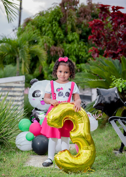 Set de Falda Circular Breteles de Panda, Cumpleaños de Panda Niñas