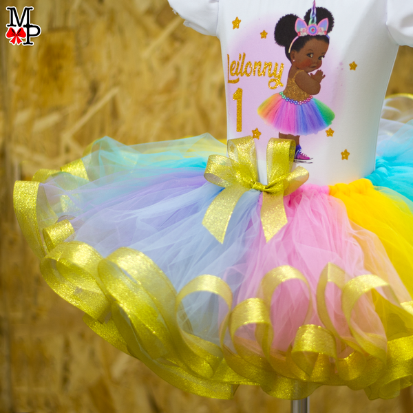 Set de tutu Afro baby Unicornio, Princesa Morena para cumpleaños