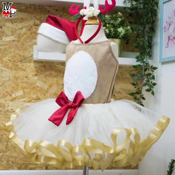 Set de tutu inspirado en muñeco Reno navideño,  desde talla 12 meses hasta #14