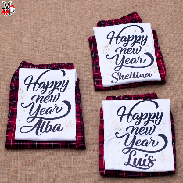 Set de Pijama Navideñas Familiares Happy New Year DISPONIBEL EN TODAS LAS TALLAS