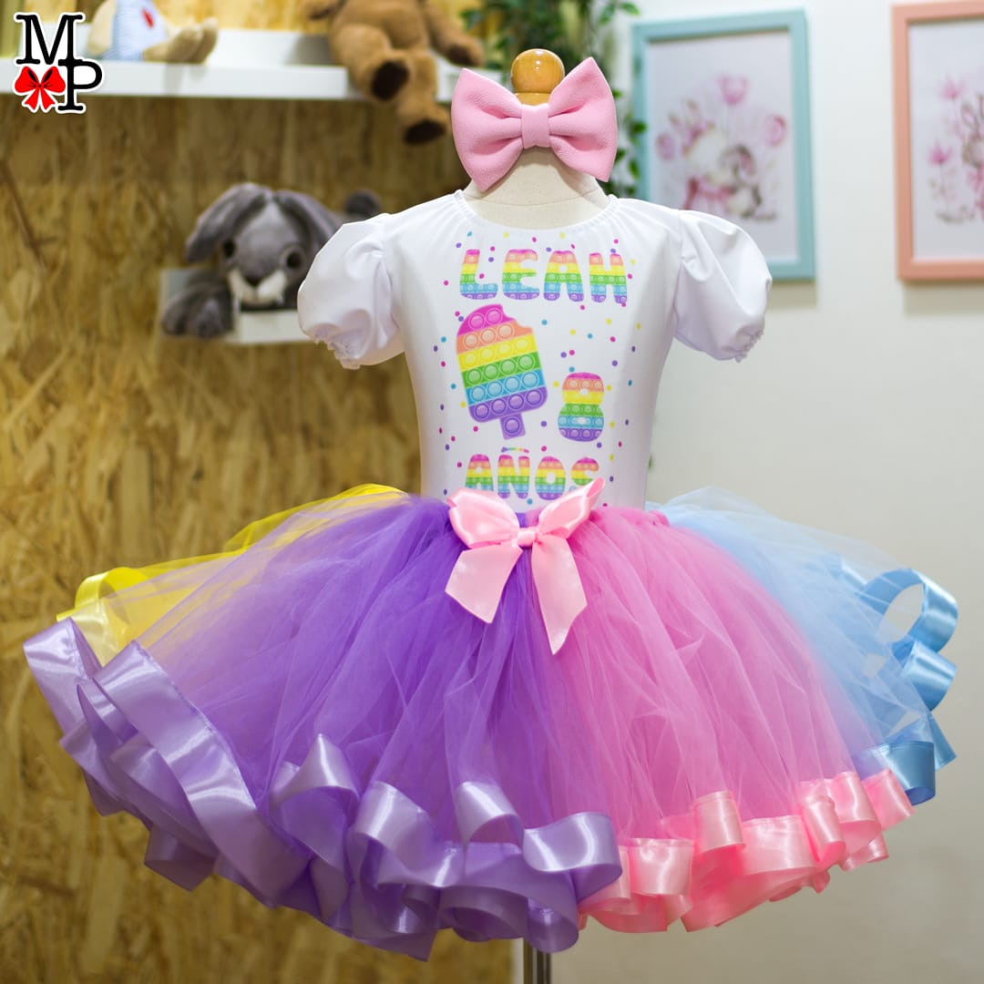 Set de tutu inspirado en Pop It, Ropa cumpleaños niña Pop it