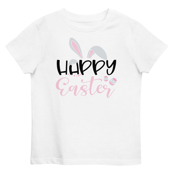 Camiseta de algodon para niños, Blanca, Coleccion pascua, Easter Bunny